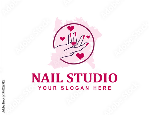 nail salon studio logo design vector illustration creative unique style premium logo	