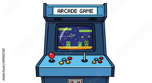 Classic Blue Arcade Machine with Controls