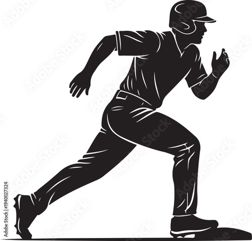 Baseball player running quickly on the field in action