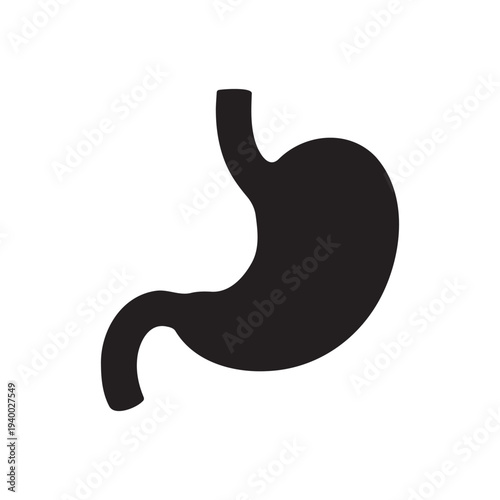 Black stomach silhouette icon vector flat design.