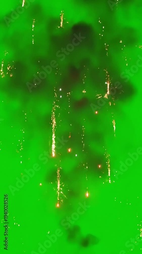 Wallpaper Mural Green Screen fireworks explosion on background scene 2 with distortion, overlay, glitch, static noise, scan lines black background, 4k animated video loop Torontodigital.ca