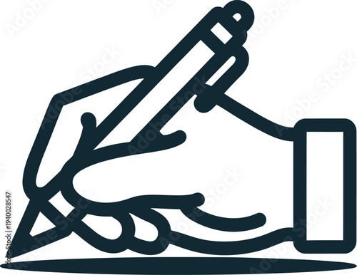 A hand holding a pen writing on a surface