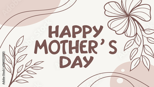 Scandinavian Minimalist Happy Mother’s Day Floral Poster