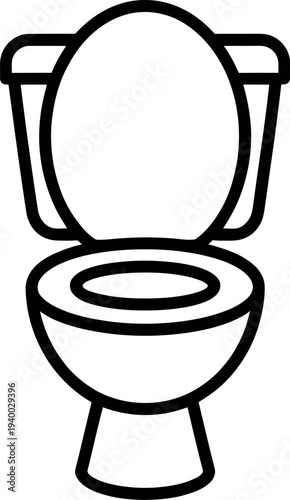 A simple line drawing of a toilet with the lid up