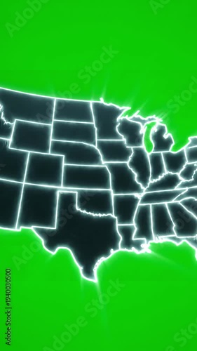 Wallpaper Mural Green Screen map of united states america showing different animated usa contiguous lower 48 u s state on an isolated chroma key background scene 1 with distortion, overlay, glitch, static noise, scan Torontodigital.ca