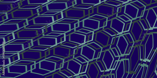 PrintBlue Hexagon Pattern. Abstract Medical Chemical Tech Background. Hexagonal Pattern for Hi-Tech Science Design. Cyber Hexagon 3D Grid Sci-Fi Game Backdrop. Vector Illustration.