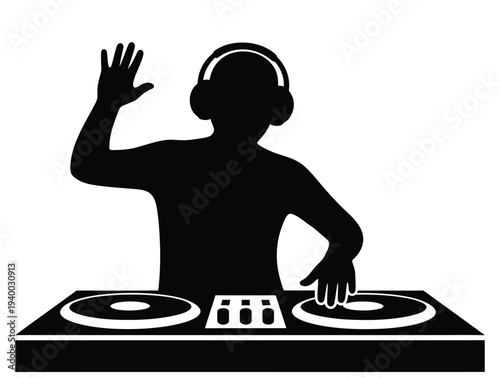 DJ performing with headphones on at a turntable