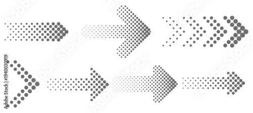Dotted arrow and halftone direction arrows collection vector