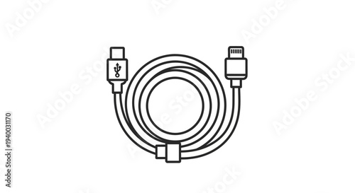 Coiled Cable with USB Connectors.