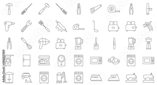 Collection of various tools icons.