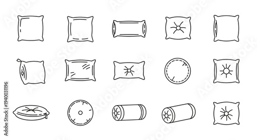 Various types of pillows and cushions.