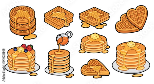 Pancakes with syrup and butter.