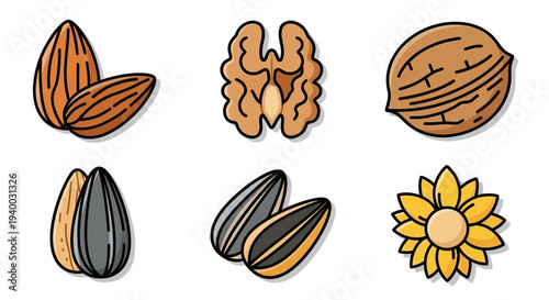 Variety of nuts and seeds.