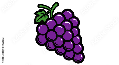Purple Grapes Fruit Bunch Illustration.