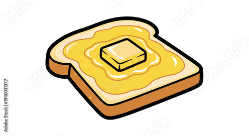 Slice of bread with butter on top.