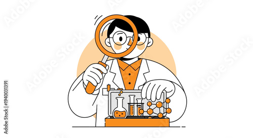 Scientist Examining Chemical Compounds Closely.