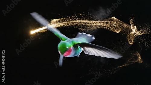 Wallpaper Mural Green Screen humming bird on white and black backgrounds with an alpha matte 3d animation scene 3 distortion, overlay, glitch, static noise, scan lines background, 4k animated video loop Torontodigital.ca