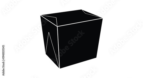 A minimalist depiction of a geometric black cubic structure with sharp edges and clean lines silhouette high quality
