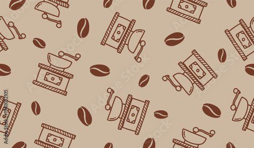 Cute coffee shop pattern background vector design
