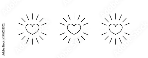 Minimalist line hearts with radiating lines love line black and white
