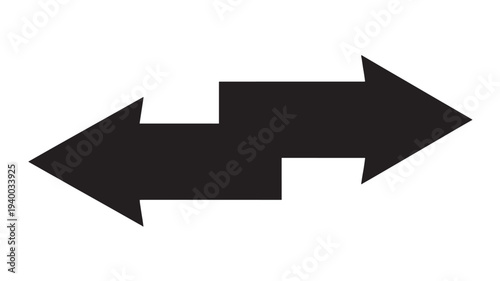 Arrows black isolated graphic symbol with two opposite directions pointing left and right on white background