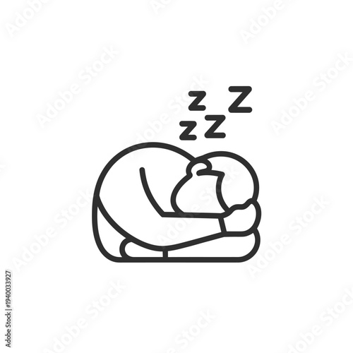 Minimalist line of a sleeping person with zzz marks