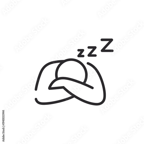 Minimalist line of a sleeping person with z's above head