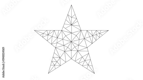 Star geometric low poly design with black lines on white background, abstract art concept featuring polygon, shape, graphic with symbol and
