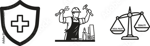 Legal Protection and Justice Balance Icons