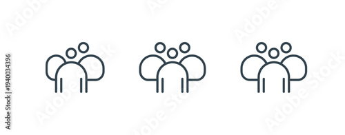 Minimalist line of three clouds with faces line clouds