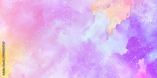 A soft blended watercolor background featuring pastel shades of yellow, blue and lavender creates a dreamy effect