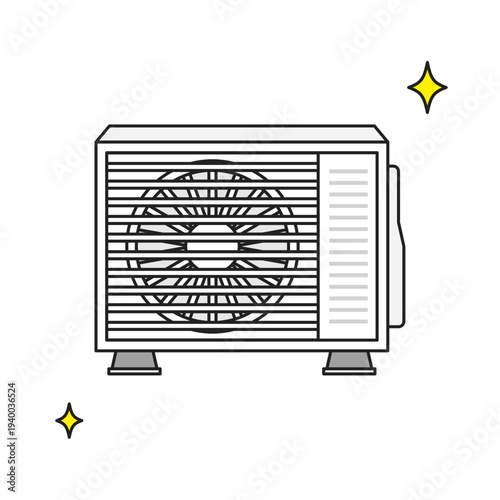 シンプルなイラスト_修理された室外機