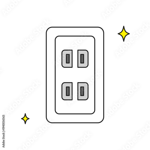 シンプルなイラスト_修理されたコンセント