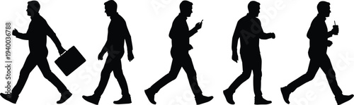 Silhouettes of family members, elderly senior couple with walking stick, parents, grandmother and grandfather, generations growing old, aging process together