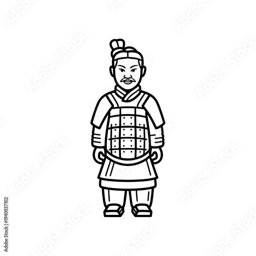 Traditional Chinese warrior in armor standing confidently  