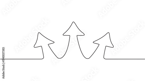Arrows flowing in different directions with curved lines and pointy ends, a minimal graphic element.