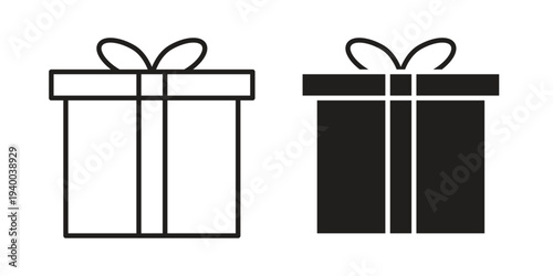 Present gift box icon. set of web icons on white background