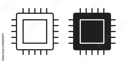 Processor icon. set of web icons on white background