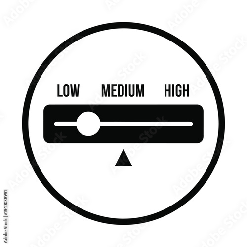 Free Download A minimalist black and white graphic depicts a slider control with low medium and high settings inside a circular frame high quality professional detailed modern elegant - GFXLoad