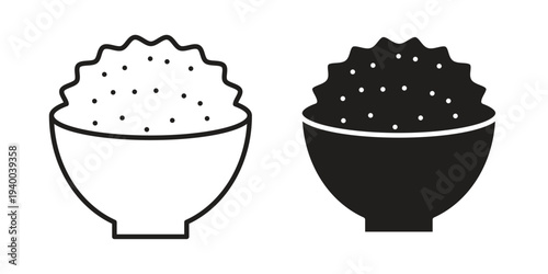 Rice bowl icon. set of web icons on white background