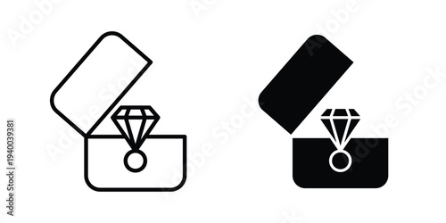 Ring box icon. set of web icons on white background