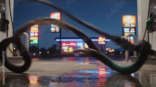 Electric vehicle charger fighting gas pump nozzle