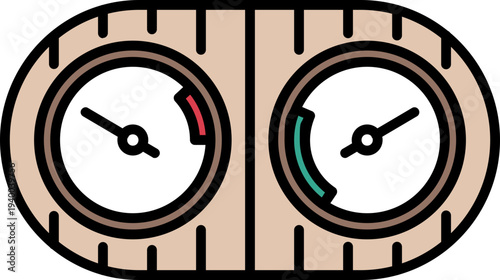 Thermometer and hygrometer icon with outline
