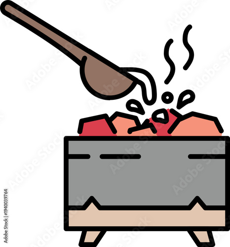 Sauna hot stone pour with water outline