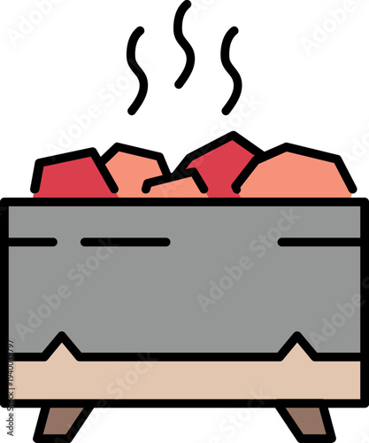 Sauna hot stone with outline