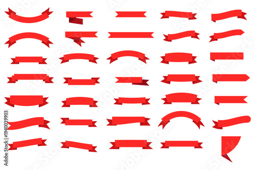 Red colour ribons set | Collection of ribons for trademark, tittle, banner, web, nameplate