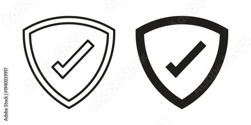 Shield check icon. set of web icons on white background