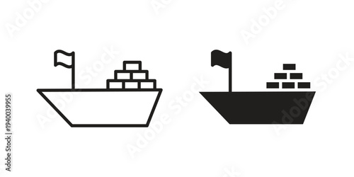 Ship icon. set of web icons on white background