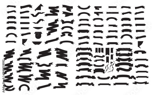 Black colour ribons set | Collection of ribons for trademark, tittle, banner, web, nameplate