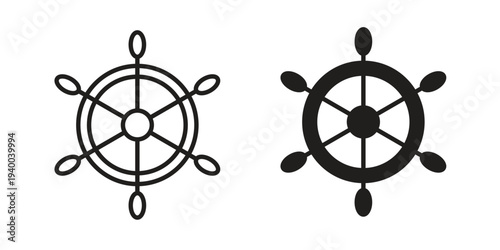 Ship wheel icon. set of web icons on white background